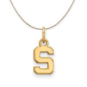 14k Yellow Gold Michigan State XS (Tiny) Initial S Necklace - 22 Inch
